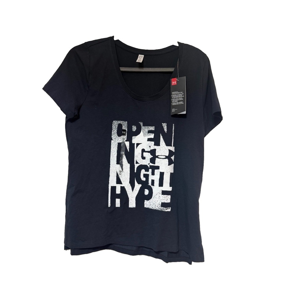 NWT Under Armour Black Opening Night Hype Graphic Scoop Neck Tee Shirt Small